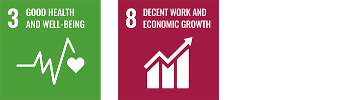 3 GOOD HEALTH AND WELL-BEING 8 DECENT WORK AND ECONOMIC GROWTH