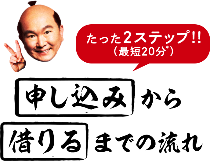 たった2ステップ（最短20分*）申し込みから借りるまでの流れ