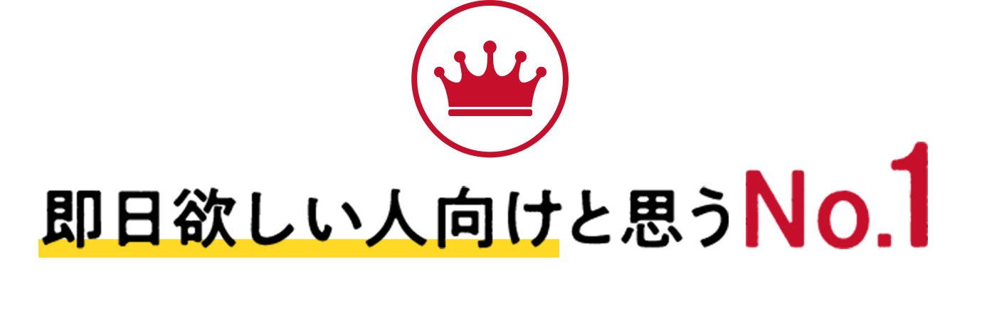 即日欲しい人向けと思うNo.1