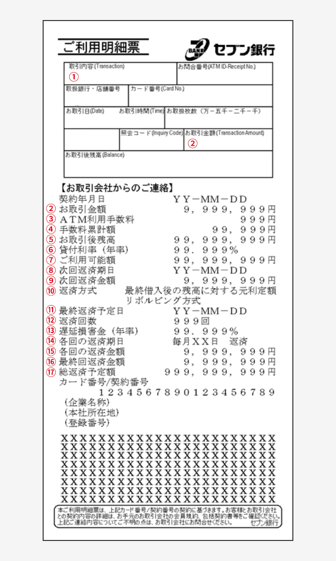 セブン銀行ATM ご利用明細票